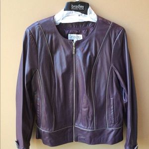 Beautiful BRADLEY BAYOU Plum Leather Jacket with Zippers